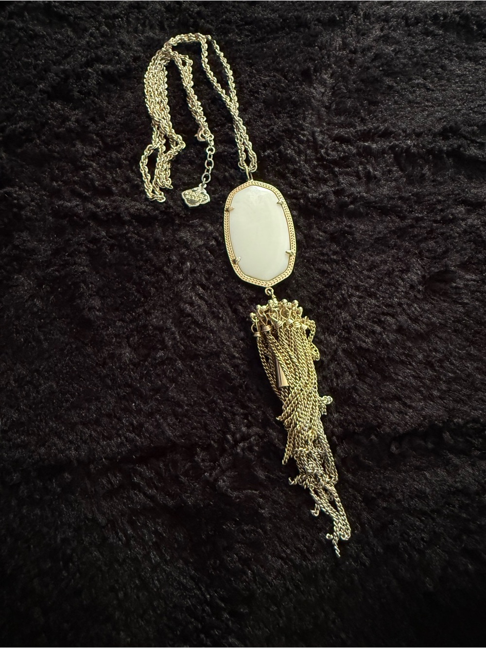 Kendra Scott Rayne Mother of Pearl Antique Silver Tone 36” Pendant Necklace